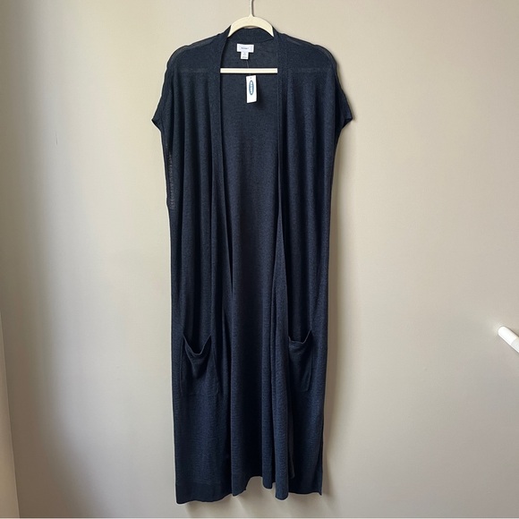 Old Navy Duster Cardigan Sweater Women’s 2X Blue New NWT Stretchy Ribbed Knit - Picture 1 of 12
